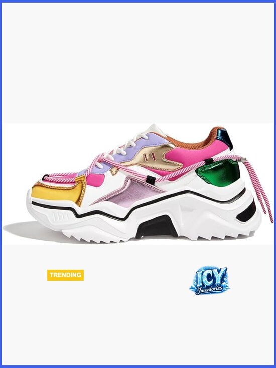 Shoes - Platform Colorblock Chunky Dad Walking Shoes with Lightweight TPR Sole